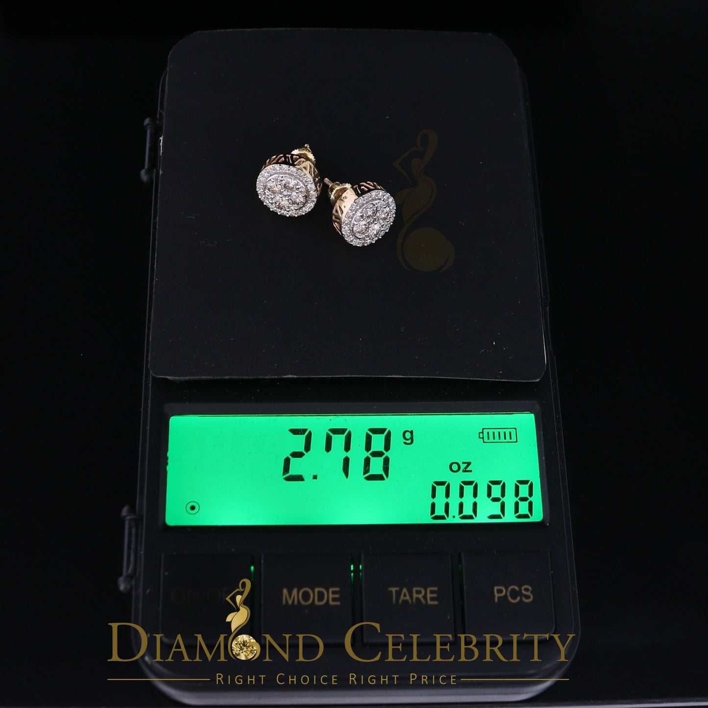 DiamondCelebritees Real Diamond 1.25CT 10K Real Yellow Gold Men's/Women's Stud Round Earring