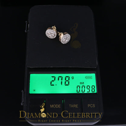 DiamondCelebritees Real Diamond 1.25CT 10K Real Yellow Gold Men's/Women's Stud Round Earring
