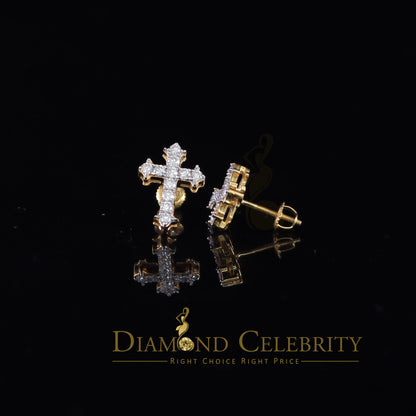 DiamondCelebritees 1.00ct Moissanite Yellow 925 Sterling Silver Women's Cross Earrings