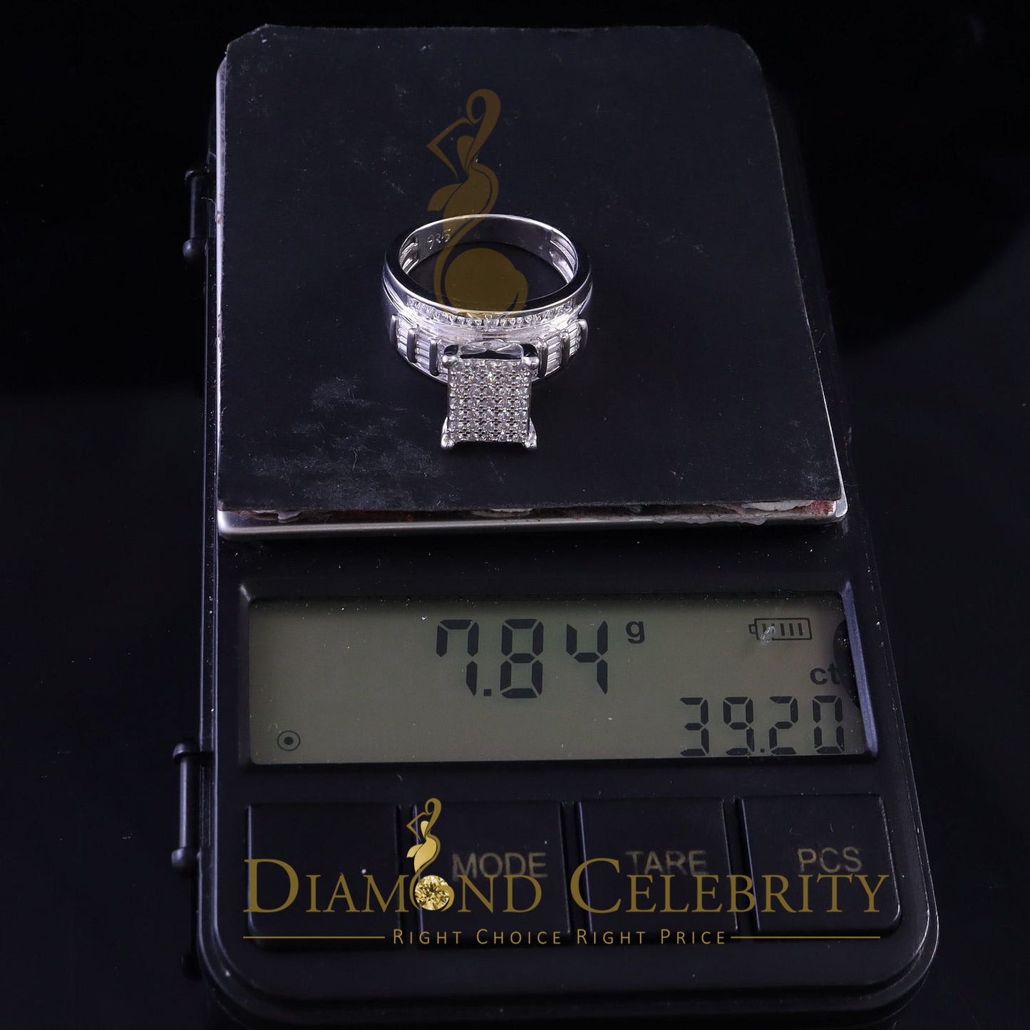 DiamondCelebritees 2.25ct Cubic Zirconia 925 White Silver Cinderella Engagement Women's Ring Size 8