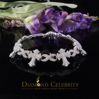Diamondcelebritees  925 D'Moissanite Silver 8.00CT White Victoria Cross Infinity Bracelet Men/Women