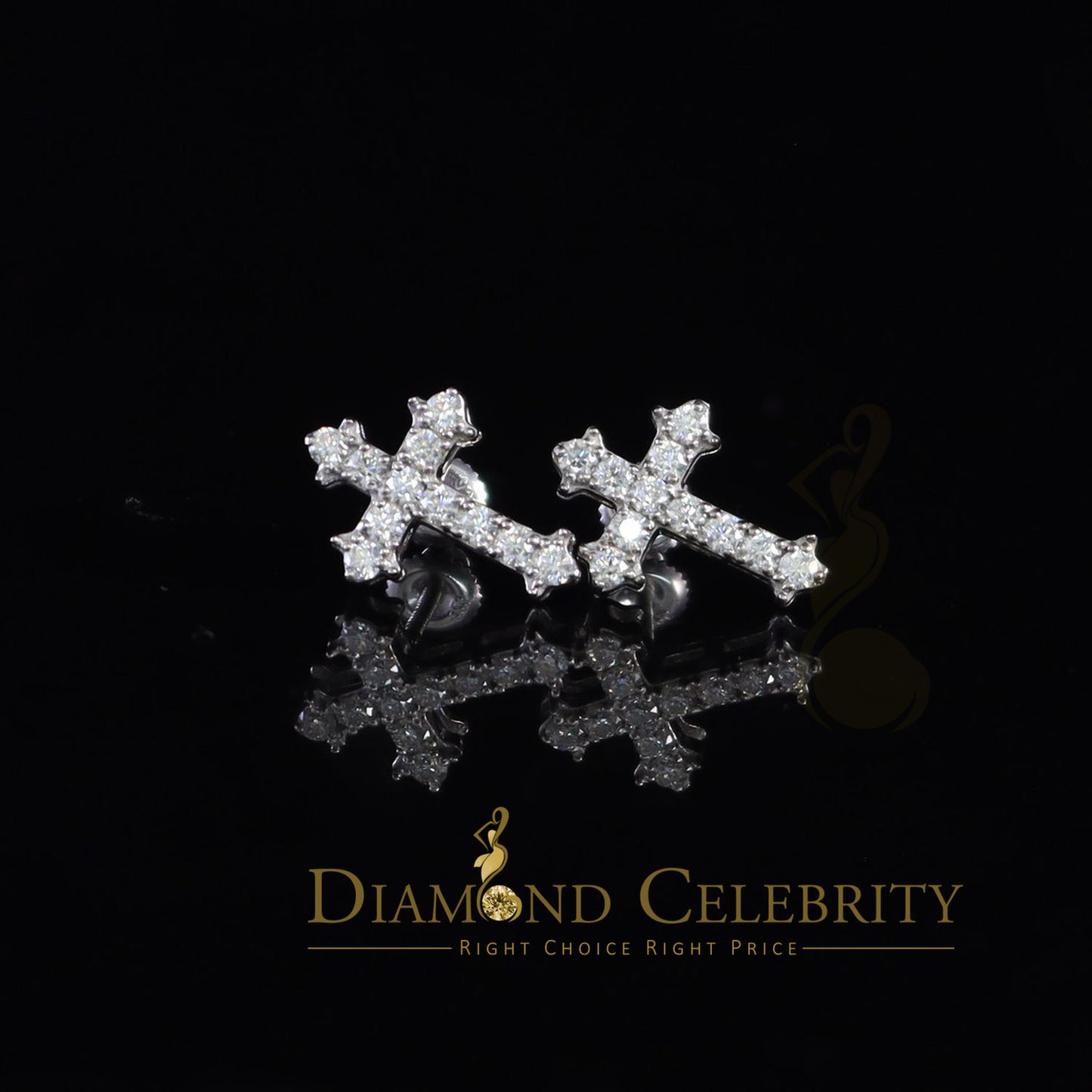 Diamondcelebritees 1.00ct Moissanite White 925 Sterling Silver Women's Cross Earrings