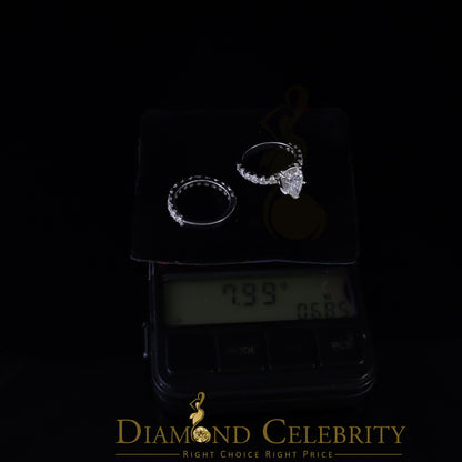 DiamondCelebritees 7.00ct Moissanite White Sterling Silver Men/ Women Bridal Ring Pear Shape Size 8