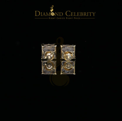 DiamondCelebritees 10K Real Yellow Gold Real Diamond 0.75CT Men's/Women's Stud Square Earring