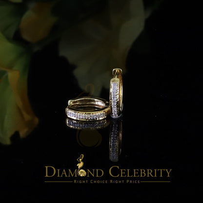 DiamondCelebritees 0.07ct Diamond 925 Sterling Silver Yellow Hoop Stud Earrings For Men's / Women's