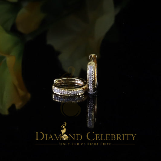 DiamondCelebritees 0.07ct Diamond 925 Sterling Silver Yellow Hoop Stud Earrings For Men's / Women's