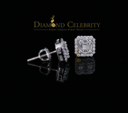 DiamondCelebritees  925 Hip Hop White Sterling Silver 0.64ct Cubic Zirconia Women's Square Earrings