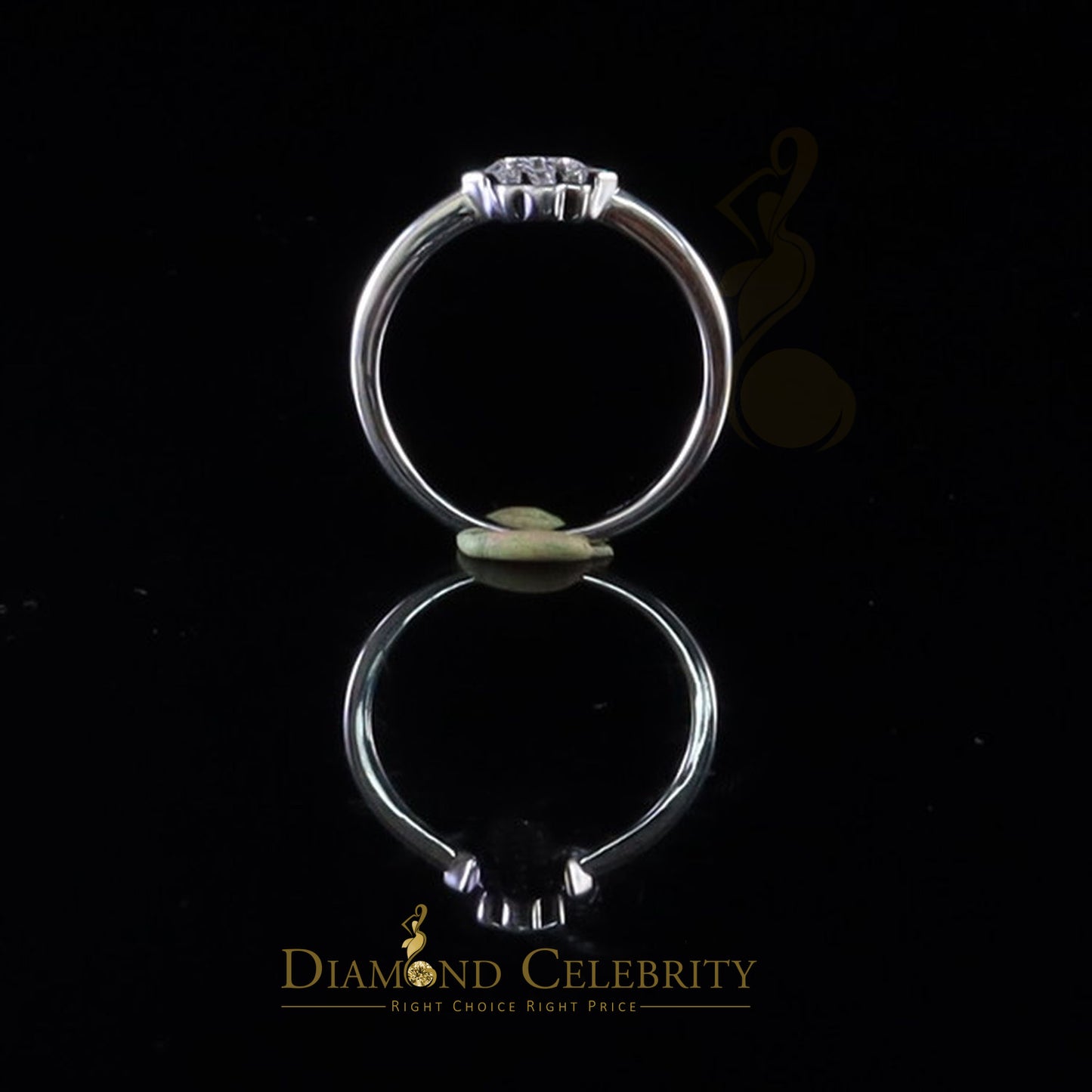 DiamondCelebritees 925 Sterling White Silver Shiny Hamsa 0.40ct Cubic Zirconia Women's Ring Size 6