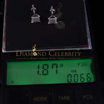 DiamondCelebritees  White 925 Silver Screw Back 0.50ct Cubic Zirconia Square Women Stud Earrings