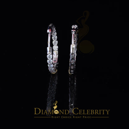 Diamondcelebritees 4.00ct Moissanite White 925 Sterling Silver Women's In and Out Hoop Earrings