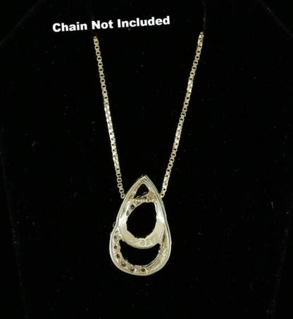 DiamondCelebritees Sterling Yellow Silver Pear Fashion Pendant with 0.00ct Cubic Zirconia Stone
