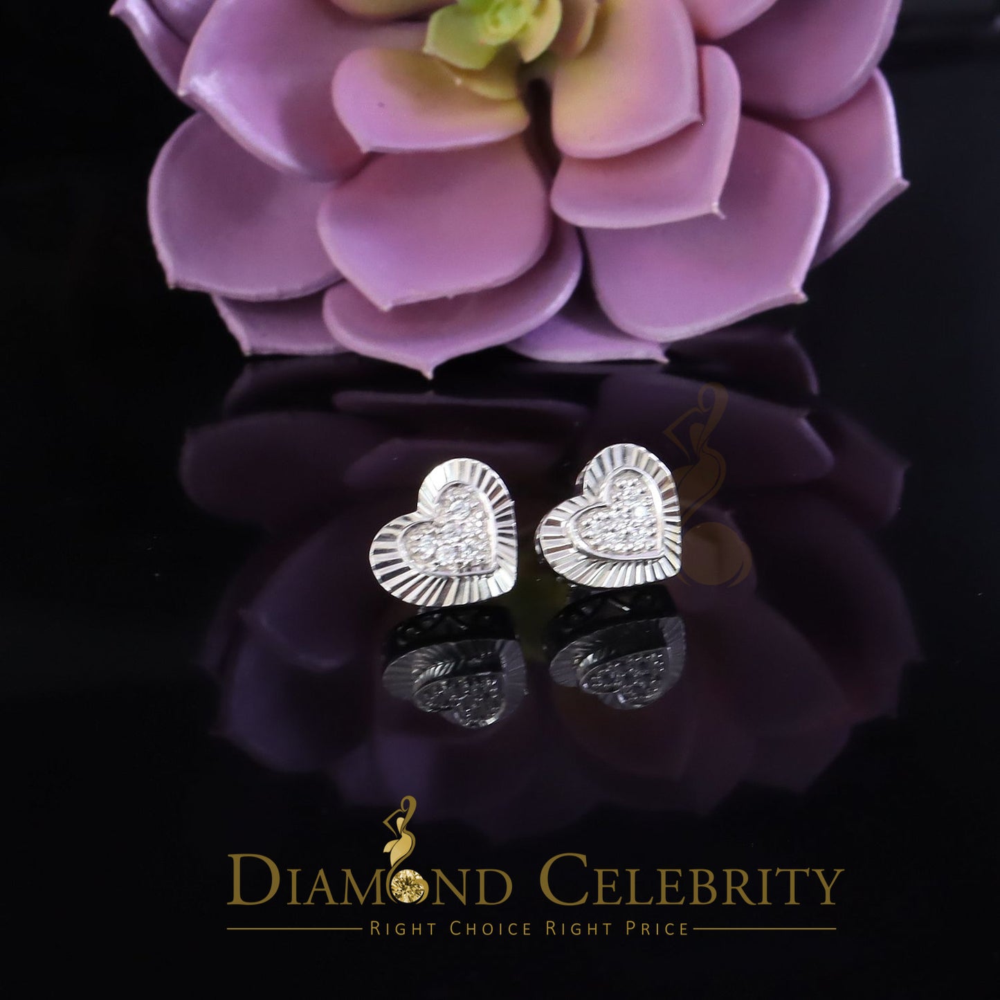 DiamondCelebritees  925 White Sterling Silver 1.36ct Cubic Zirconia Heart Women's Stud Earrings