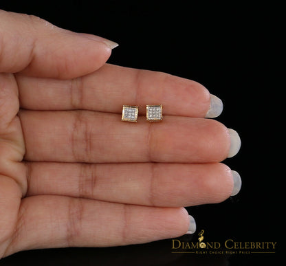 DiamondCelebritees 10K Real Yellow Gold with 0.05CT Real Micro Diamond Men's/Women's Stud Earring