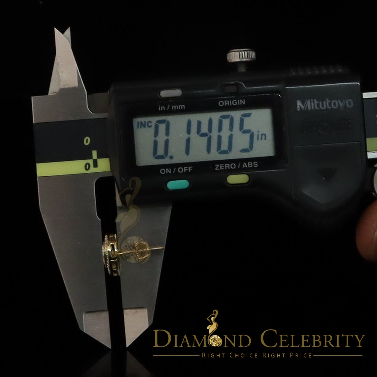 DiamondCelebritees Aretes Para Hombre Heart 925 Yellow Silver 0.20ct Diamond Women's /Men's Earring