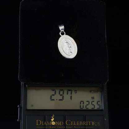 DiamondCelebritees 925 Sterling Silver Double Side Oval Milagrosa Men/Women Pendant White Religious