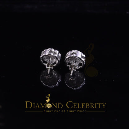 DiamondCelebritees  925 White Silver Nuggtte's 1.38ct Cubic Zirconia Hip Hop Women's Flower Earrings