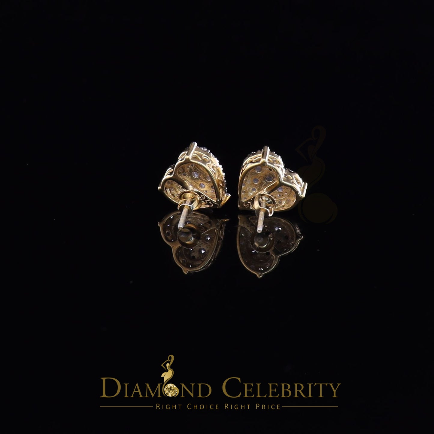 DiamondCelebritees  925 Sterling Yellow Silver 2.68ct Cubic Zirconia Heart Women's Stud Earrings