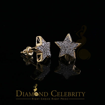 DiamondCelebritees 10K Real Yellow Gold Real Diamond 0.50CT Men's/Women's shape Star Stud Earrings