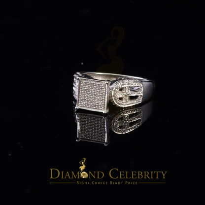 DiamondCelebritees 0.10CT Real Diamond 925 White Silver Engagement Womens Square Ring SZ 7