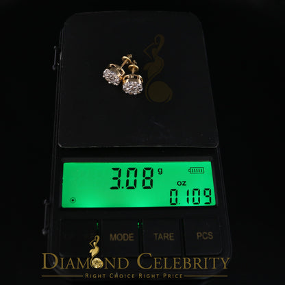 DiamondCelebritees 1.25CT Real Diamond with 10K Real Yellow Gold Men's/Women's Stud Earrings