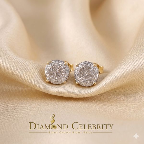 DiamondCelebritees 925 Sterling Silver 0.10ct Diamond For Women's & Men's Yellow Stud Round Earring