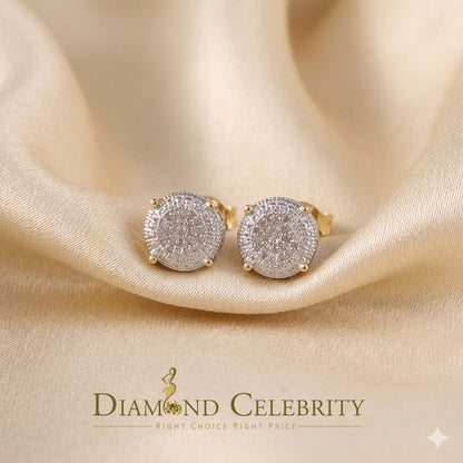 DiamondCelebritees 925 Sterling Silver 0.10ct Diamond For Women's & Men's Yellow Stud Round Earring