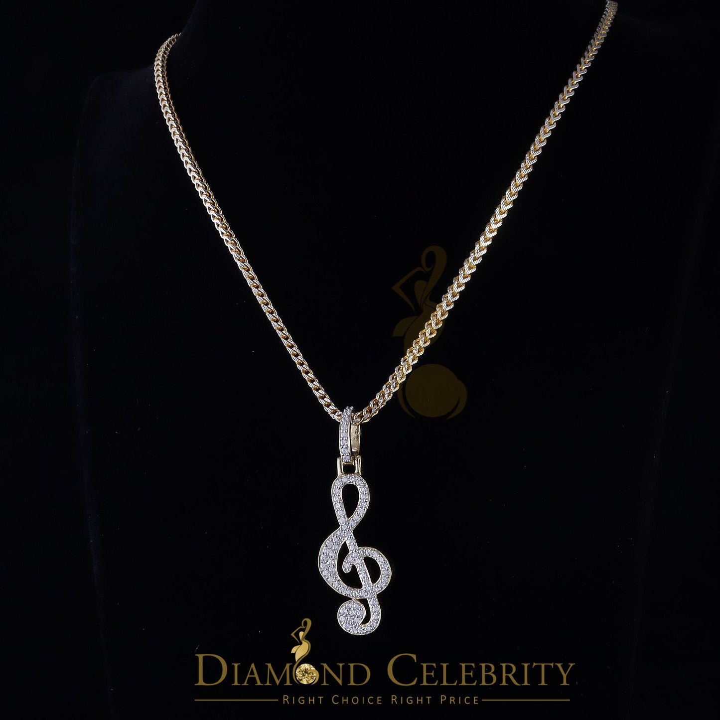 DiamondCelebritees Promise 925 Yellow Sterling Silver MUSIC SIGN Pendant with 2.34ct Cubic Zirconia