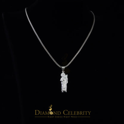 DiamondCelebritees 925 Sterling Silver Men's/Women's Saint Jude Figure Pendant White Religious