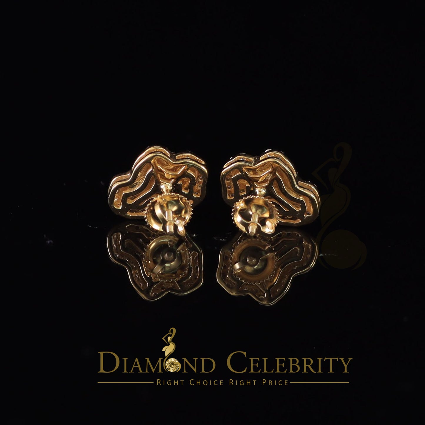 DiamondCelebritees 1.00ct Moissanite Yellow 925 Sterling Silver Women's Nugget Earrings
