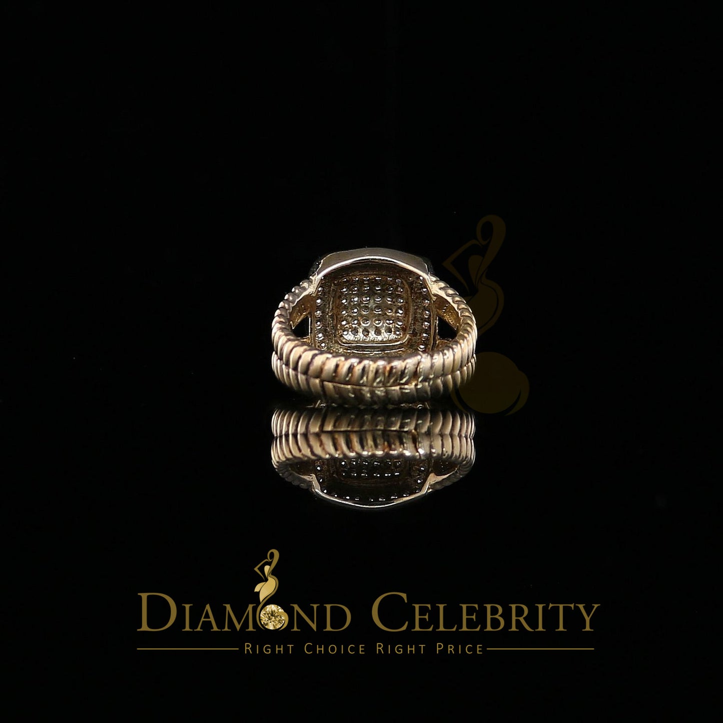 DiamondCelebritees 1.33ct Yellow Silver Square Cubic Zirconia Womens Adjustable Ring From SZ 8 to10