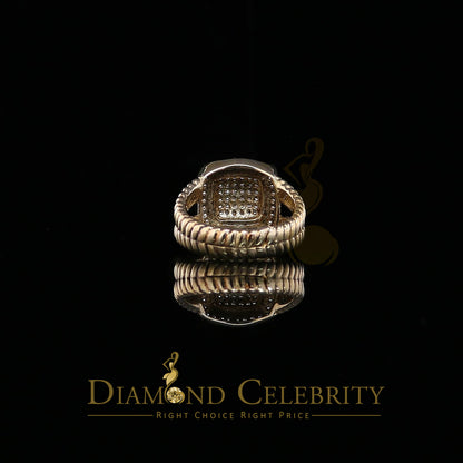 DiamondCelebritees 1.33ct Yellow Silver Square Cubic Zirconia Womens Adjustable Ring From SZ 8 to10
