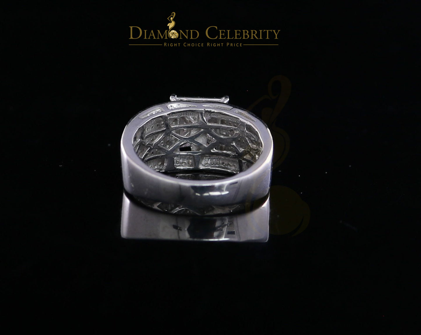 DiamondCelebritees 0.33 CT Real Diamond 925 Sterling White Silver Shine Womens Square Ring Size 7