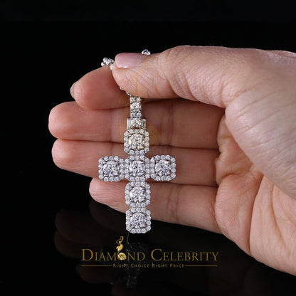 DiamondCelebritees White Sterling Silver 925 CROSS Pendant Shape Pendant with 8.03ct Cubic Zirconia