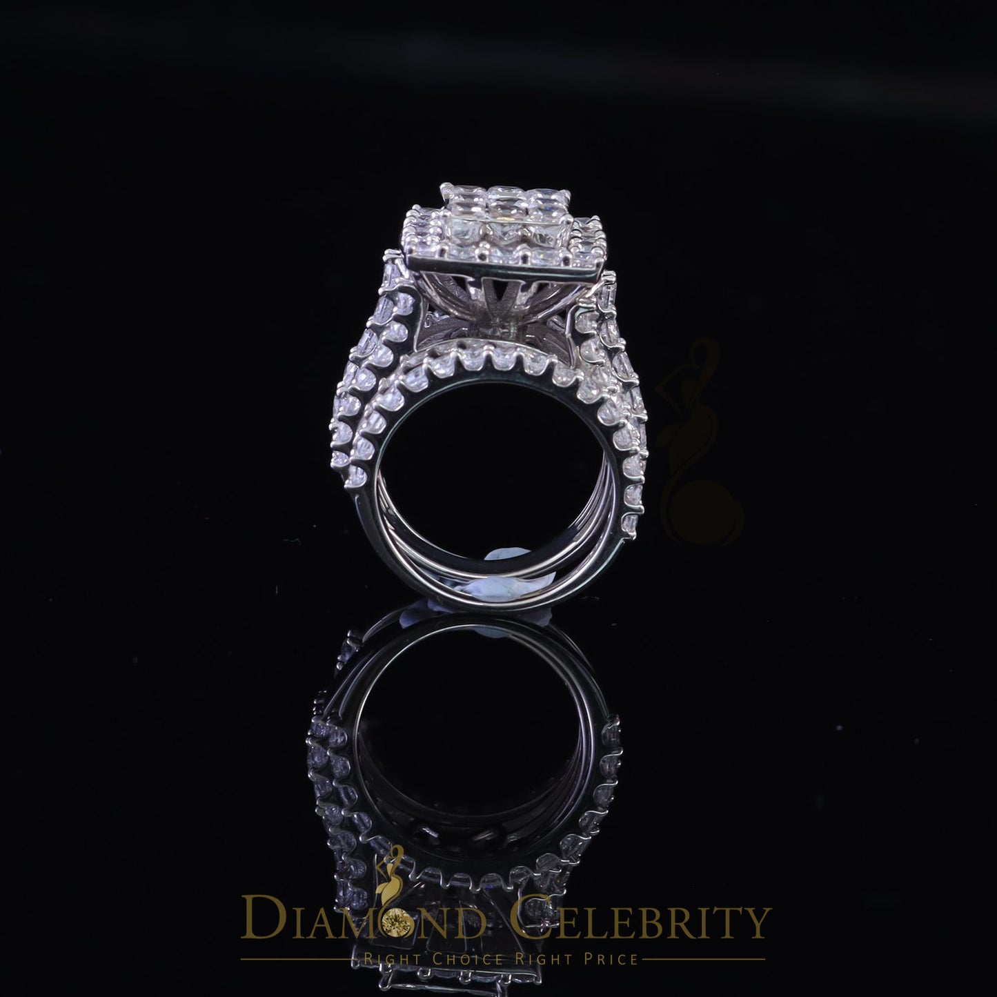 DiamondCelebritees 925 Sterling White Silver Round Cubic Zirconia Luxury Bridal Set Ring Size 8