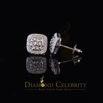 Diamondcelebritees 1.00ct Moissanite White 925 Silver Womens Round Edge Square Shape Nugget Earring