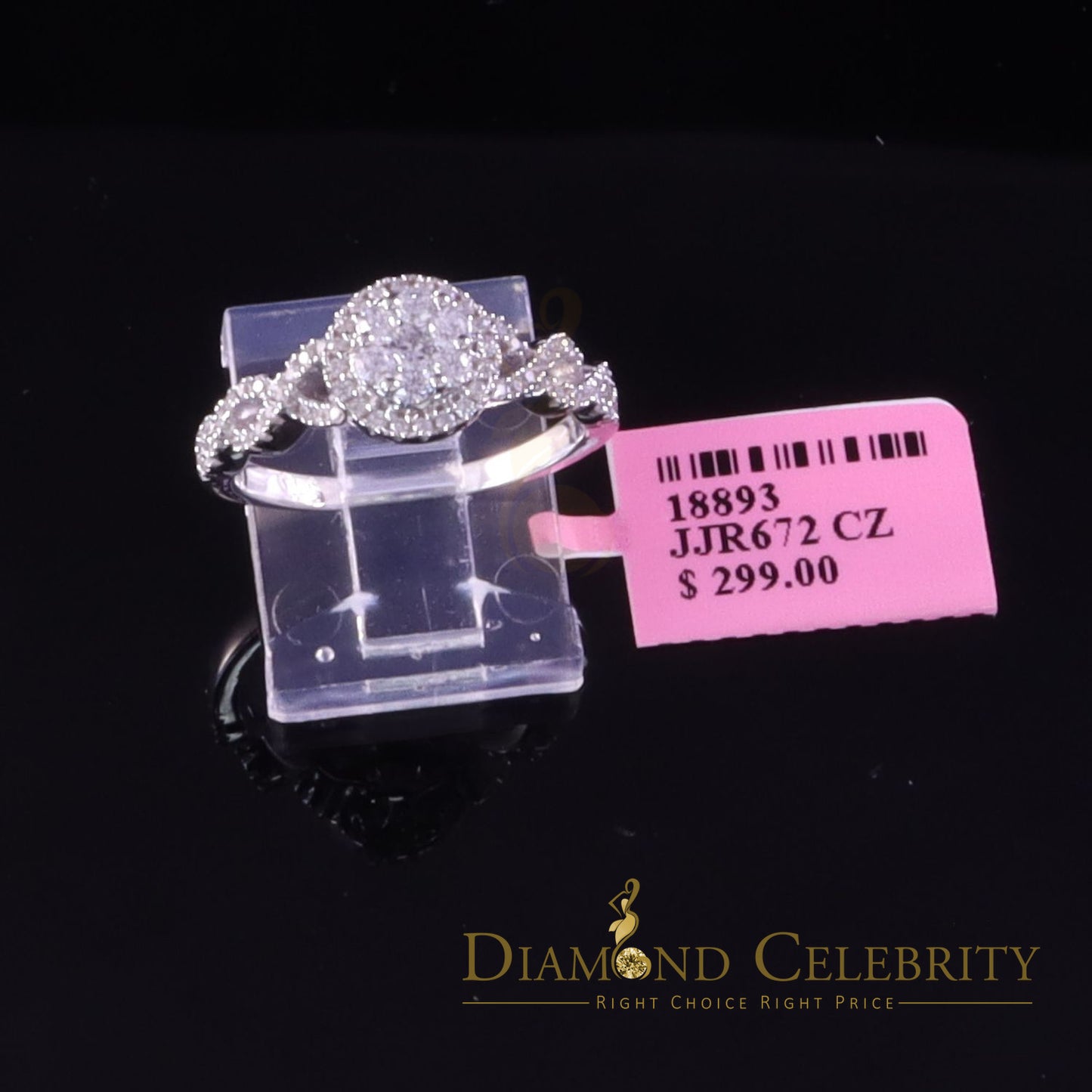 DiamondCelebritees 1.50ct Cubic Zirconia White 925 Sterling Silver Women's Engagement Rings Size 7