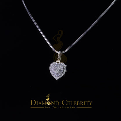 Diamondcelebritees  Women's White 925 Silver 1.00ct Moissanite Baguette & Round Heart Pendant