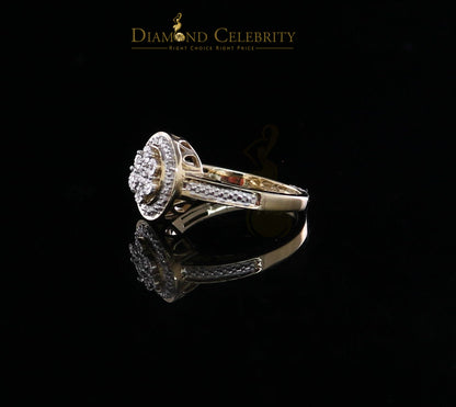 DiamondCelebritees 0.60CT Real Diamond Womens 925 Sterling Silver Yellow Ring Size 7 Round Shape