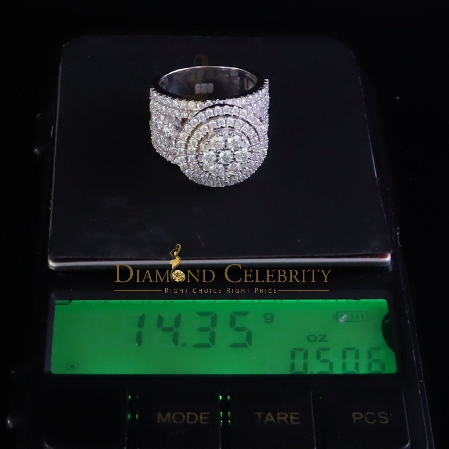 DiamondCelebritees 925 Silver Moissanite Cluster Stone Shape White 4.00ct VVS 'D' Rings SZ 8 Men's