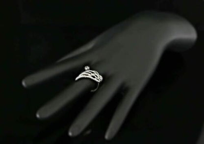 DiamondCelebritees 925 Sterling White Silver Angel Wing Ring Size 6.5 with 1.50ct Cubic Zirconia