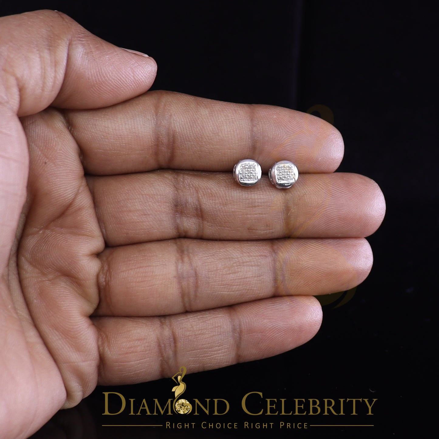 DiamondCelebritees 0.05ct Diamond 925 Sterling Silver White For Women's & Men's Round Stud Earring