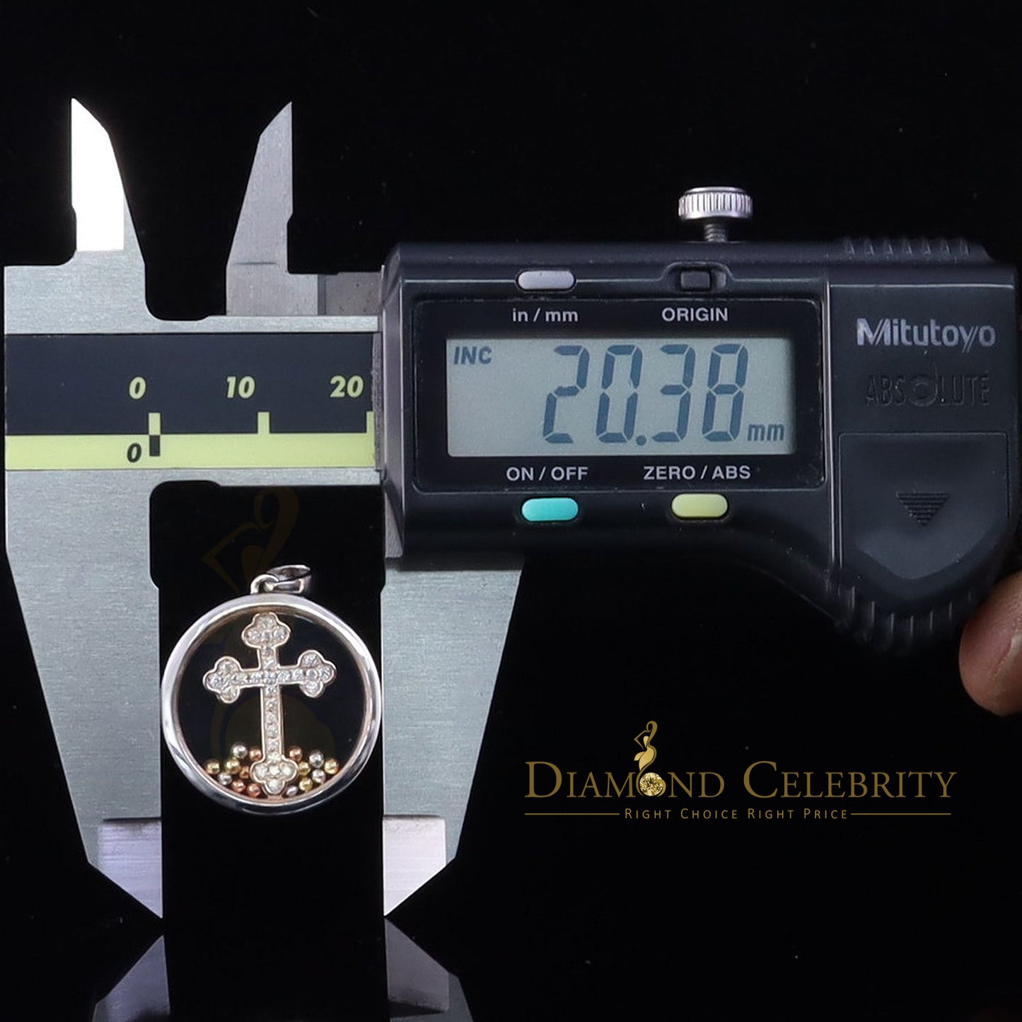 DiamondCelebritees Attractive White 925 Sterling Silver Charming Cross Pendant with Cubic Zirconia