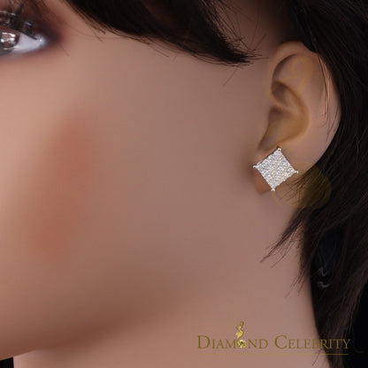DiamondCelebritees  925 White Silver 2.88ct Cubic Zirconia Women's & Men's Hip Hop Square Earrings