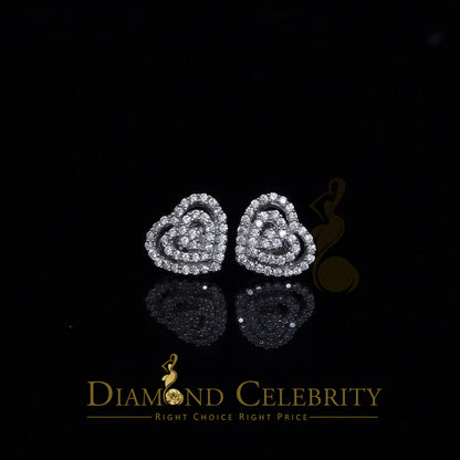 DiamondCelebritees  1.07ct Cubic Zirconia 925 White Sterling Silver Women's Hip Hop Heart Earrings