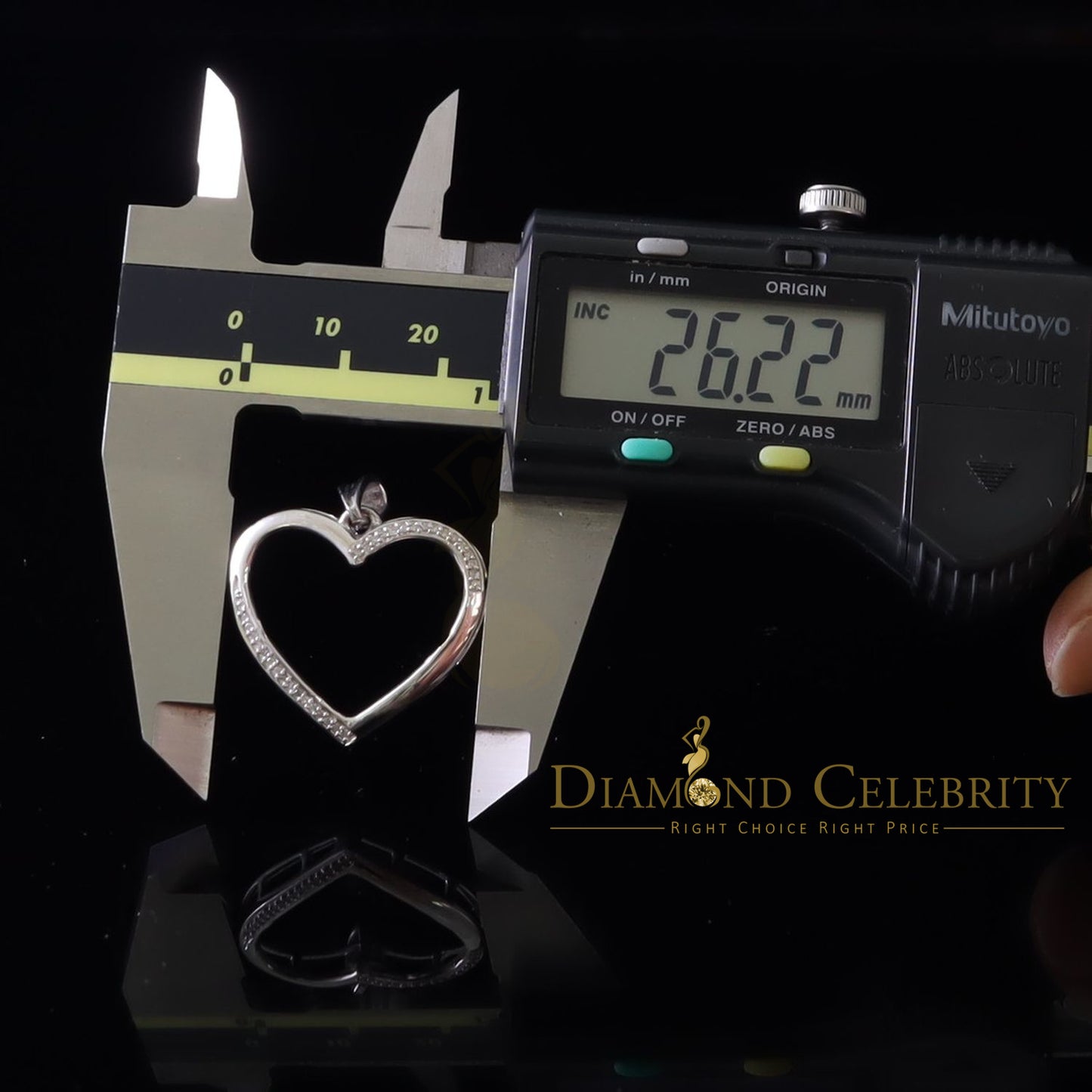DiamondCelebritees  Real 0.12CT Diamond HEART in 925 Sterling Silver White Charm Necklace Pendant
