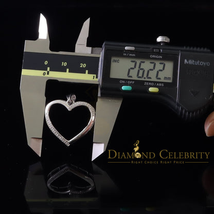 DiamondCelebritees  Real 0.12CT Diamond HEART in 925 Sterling Silver White Charm Necklace Pendant