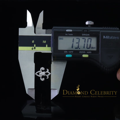 DiamondCelebritees  0.60ct Cubic Zirconia 925 White Silver Women's Fleur de Lis Screw Back Earrings