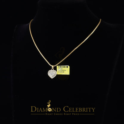 DiamondCelebritees  Real 0.25ct Diamond 925 Sterling Silver HEART Charm Necklace Pendant in Yellow