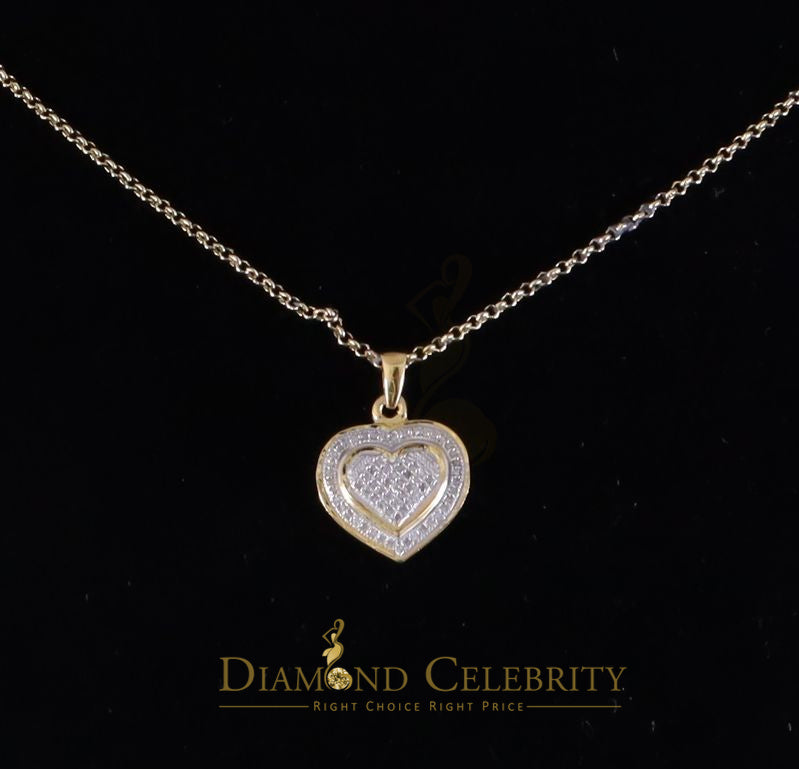 DiamondCelebritees  Small Yellow Real 0.25ct Diamond 925 Silver double Heart Charm Necklace Pendant