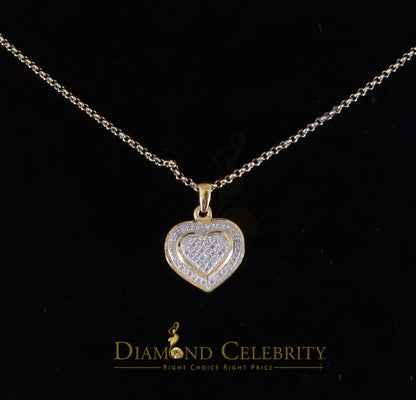 DiamondCelebritees  Small Yellow Real 0.25ct Diamond 925 Silver double Heart Charm Necklace Pendant